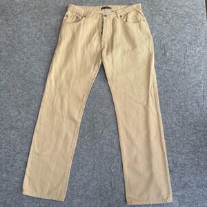 John Varvatos Jeans Mens 34x32 Beige Cotton Linen Straight Button Fly Italy